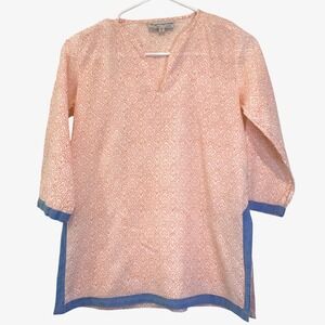 Roberta Roller Rabbit Girls Size 8 Kurta Tunic Cover-up Orange Light Blue